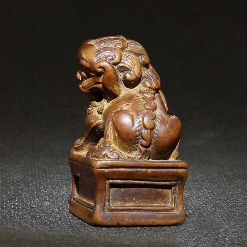 オンラインストア本物 【海】中国古美術品 木彫 黄楊木彫 如意 箱付