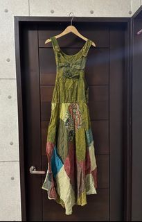 尼泊爾拼布民族風吊帶裙 古著