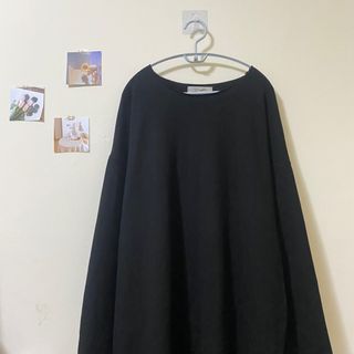 ✨正韓🇰🇷黑色落肩不修邊毛巾料連身洋裝 大尺碼🉑️