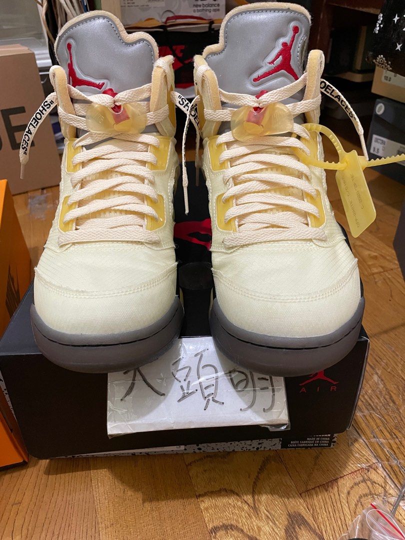 大明私用$ 近全新Air Jordan 5 Retro x Off White “Sail”白蟬翼US10