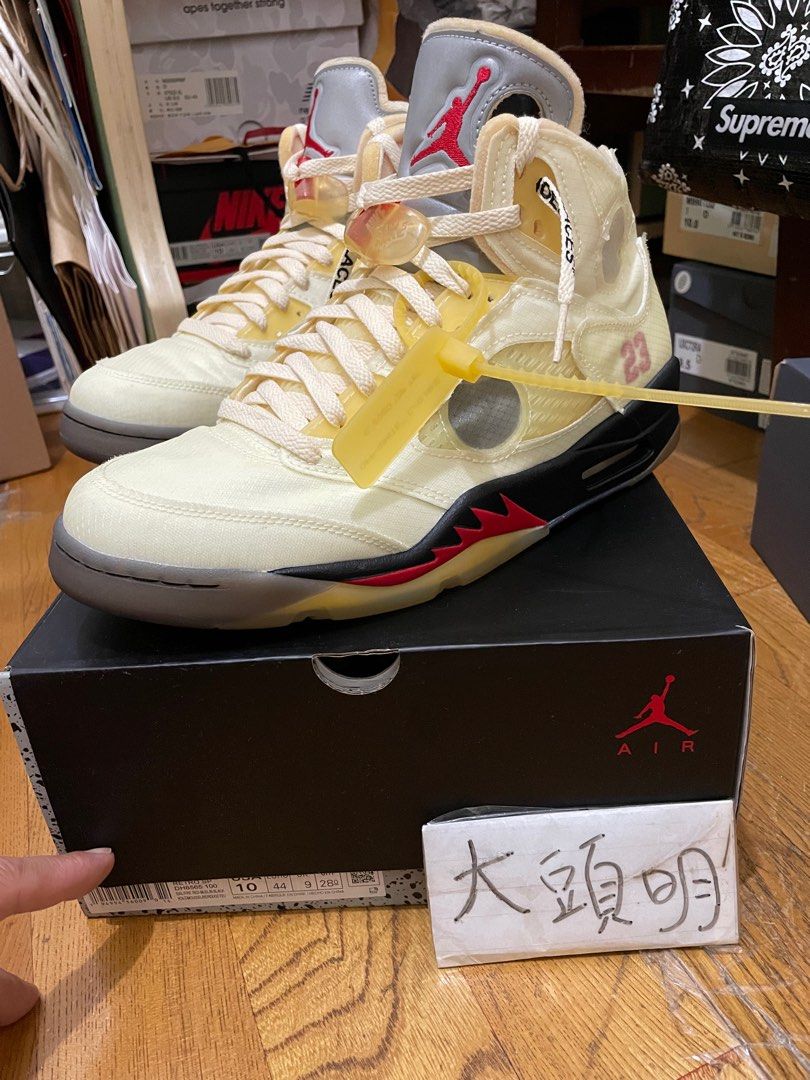 大明私用$ 近全新Air Jordan 5 Retro x Off White “Sail”白蟬翼US10