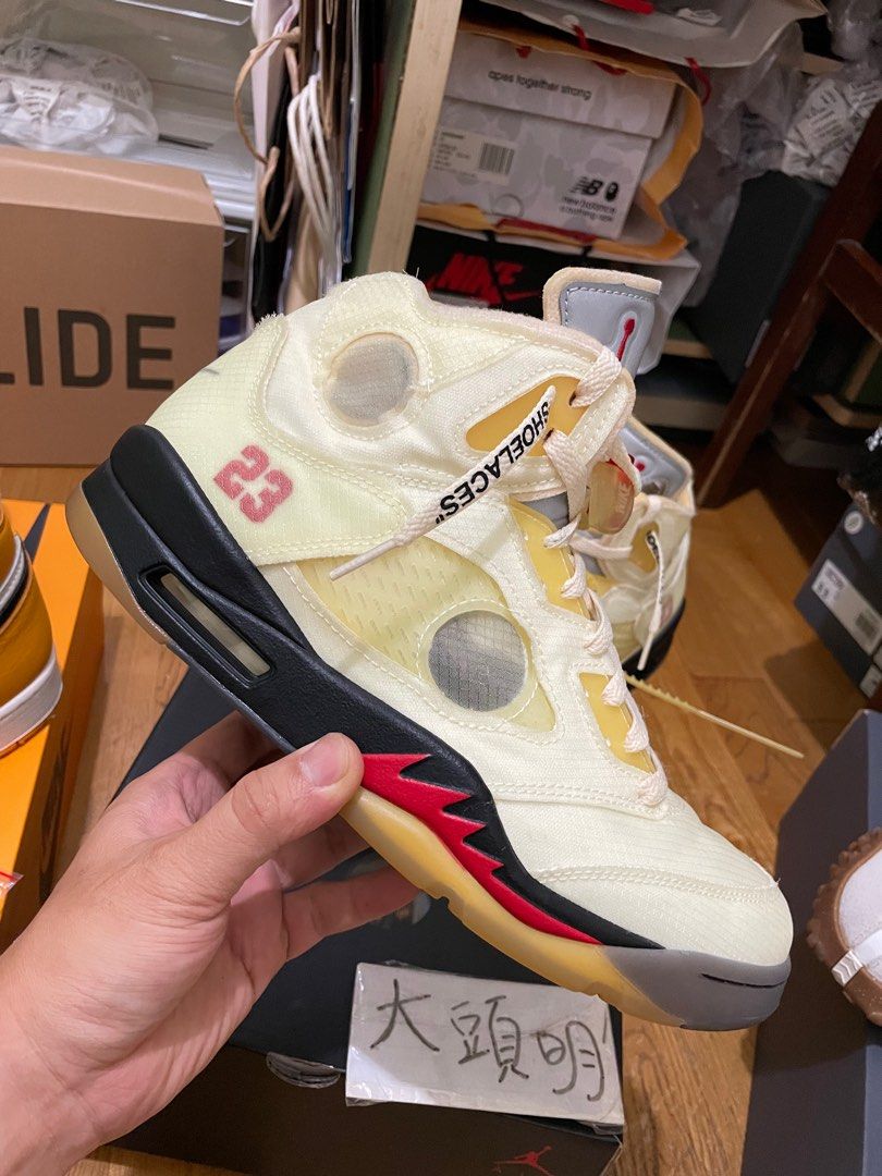 大明私用$ 近全新Air Jordan 5 Retro x Off White “Sail”白蟬翼US10