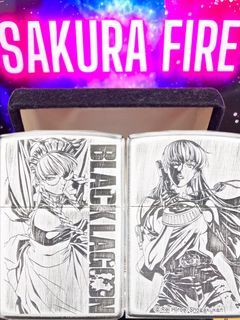 🔥 ZIPPO 🔥 2020年 日版 《BLACK LAGOON 黑醮》 雙槍 莱薇 VS 戰鬥女僕 羅貝爾特 紀念版 鍍銀打火機