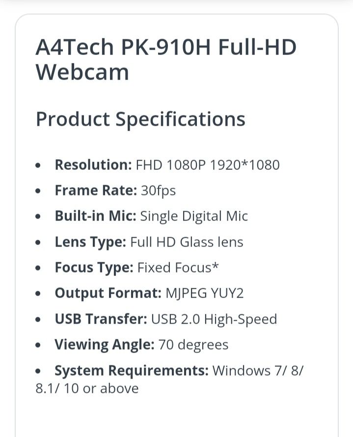 A4tech PK-910H full hd webcam, Computers & Tech, Parts & Accessories ...