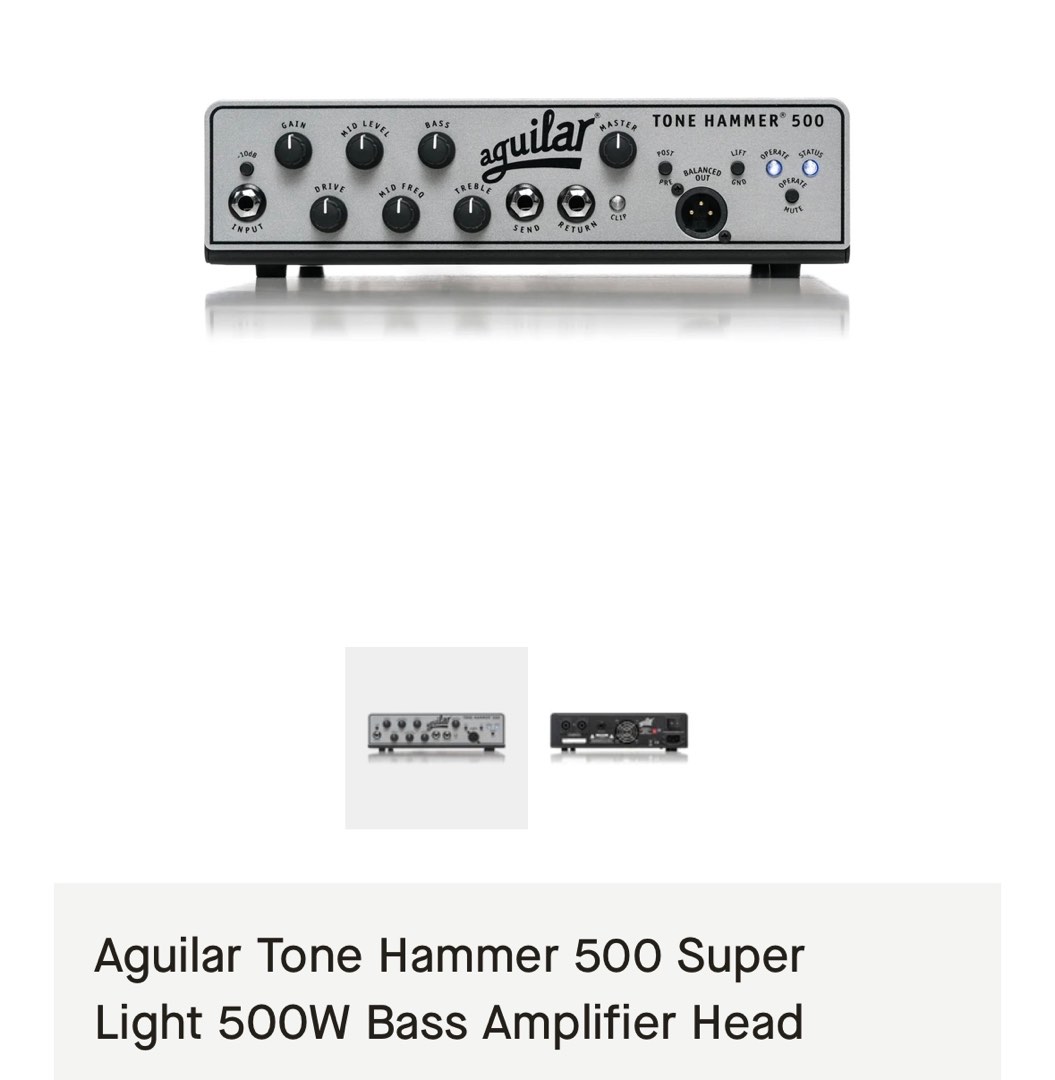 Aguilar Tone Hammer 500 Super Light 500W Bass Amplifier Head, Hobbies