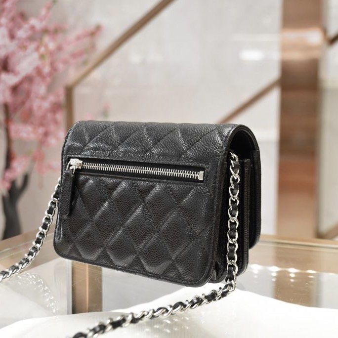 CHANEL Caviar Quilted Wallet on Chain WOC Pink 1300745