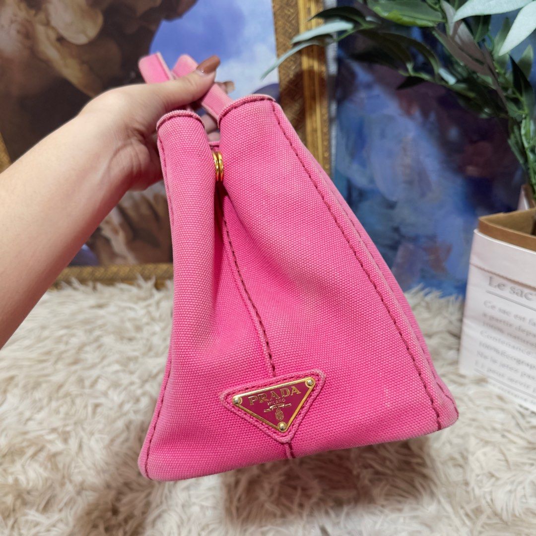 Authentic PRADA CANAPA small peonia pink handbag sling luxury bag