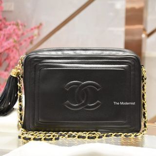 Authentic Vintage Chanel Black Camera Bag with Tassel
