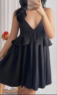 Black Deep V Neck Dress