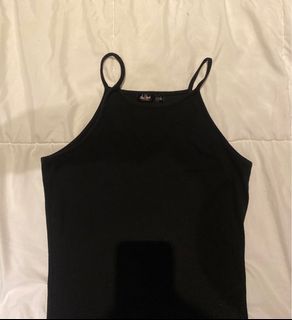 Black Halter Ribbed Dress