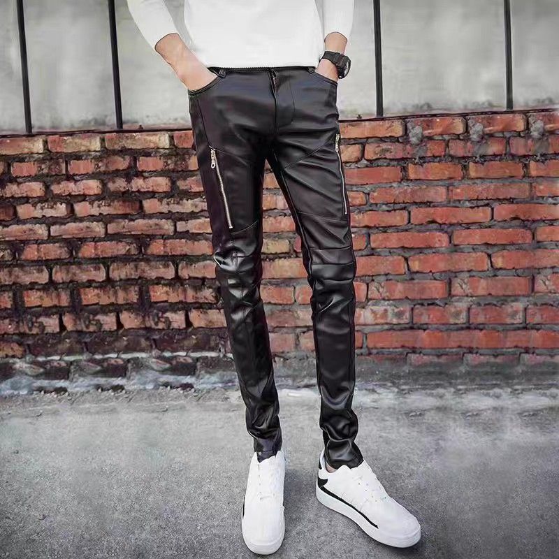 White leather pants men hotsell