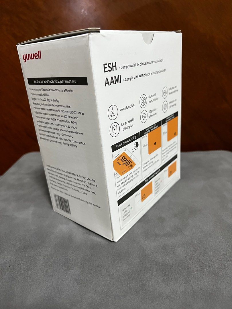 BNIB Yuwell YE670D Electronic Blood Pressure Monitor Health Monitoring