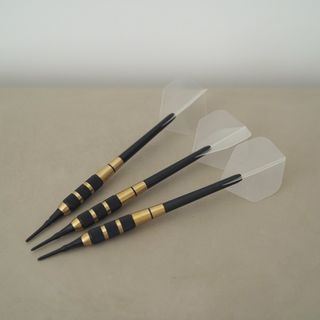 Brass 18g Soft Tip Darts Set for Plastic or Electronic Dartboards Gold + Black (Cyeelife)