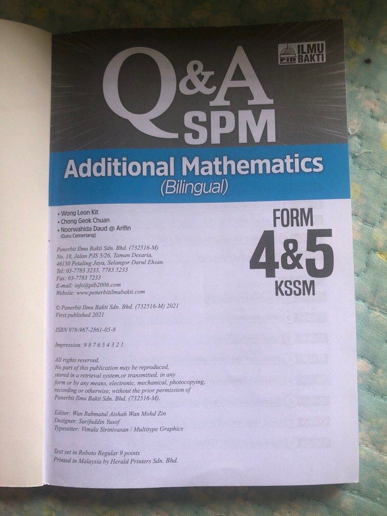 BUKU RUJUKAN SPM ADDMATH KSSM TINGKATAN 4&5, Hobbies & Toys, Books