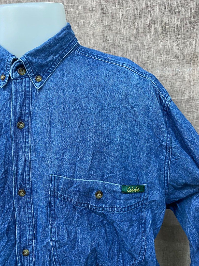 Cabelas Denim Long Sleeve Shirt Men s Fashion Tops Sets
