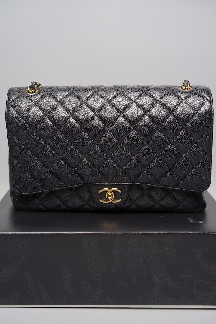 Chanel caviar maxi double flap black cheap