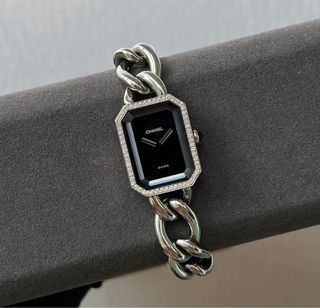 Chanel Premiere Gourmette Chain Watch Small Size Steel Diamonds bezel
