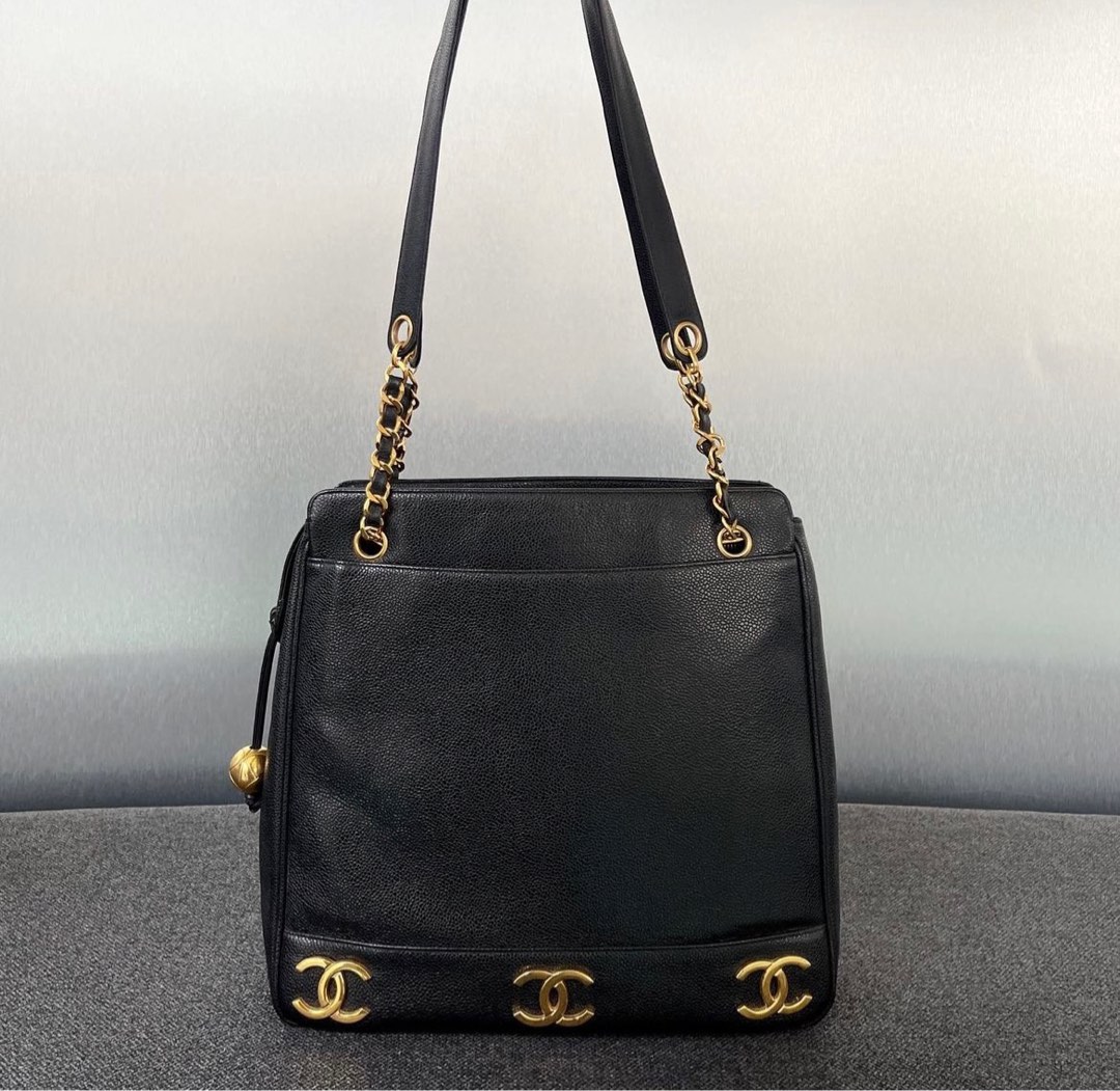 Chanel Triple CC Vintage Tote Large Caviar Black / Ghw, Luxury, Bags &  Wallets on Carousell