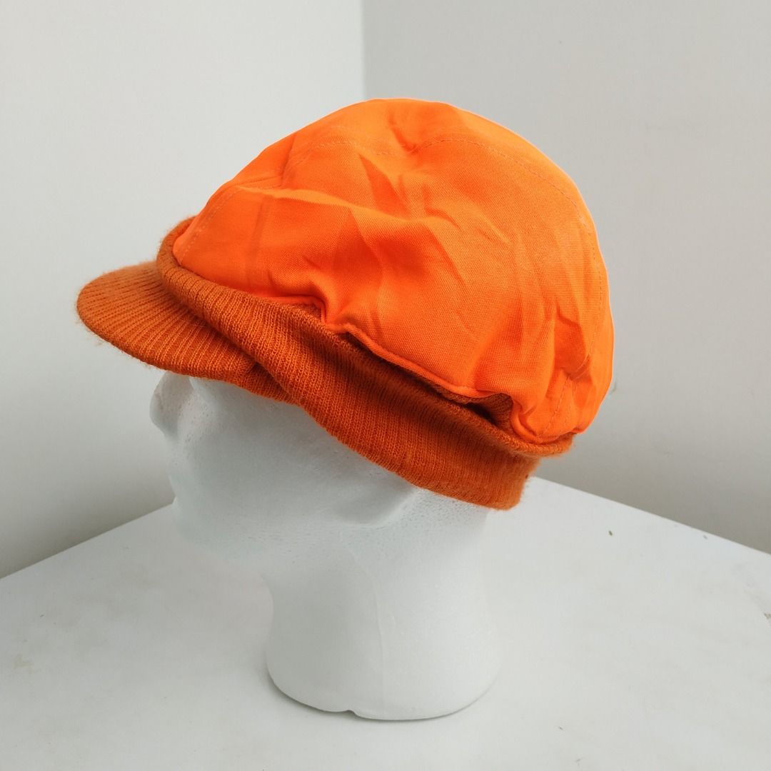 COLUMBIA SNOW CAP WINTER HAT ORANGE NEON COLOR MADE USA AMERICA OUTDOOR  MADE IN USA US WORKWEAR CAMP SEA FISHING