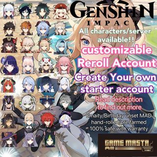 Genshin Impact account | Customizable Starter Reroll Account|AR10|NA/EU/ASIA|genshin primogems |Zhongli /Itto/Raiden/Nahida/Nilou/Ayaka/HuTao/Xiao/Ganyu/Tartaglia/Alberto/Kazuha/Yelan/Venti/Kokomi/Eula/Alhaitham/Wanderer/Miko/Ayato/Dehya /Jean/Tighnari