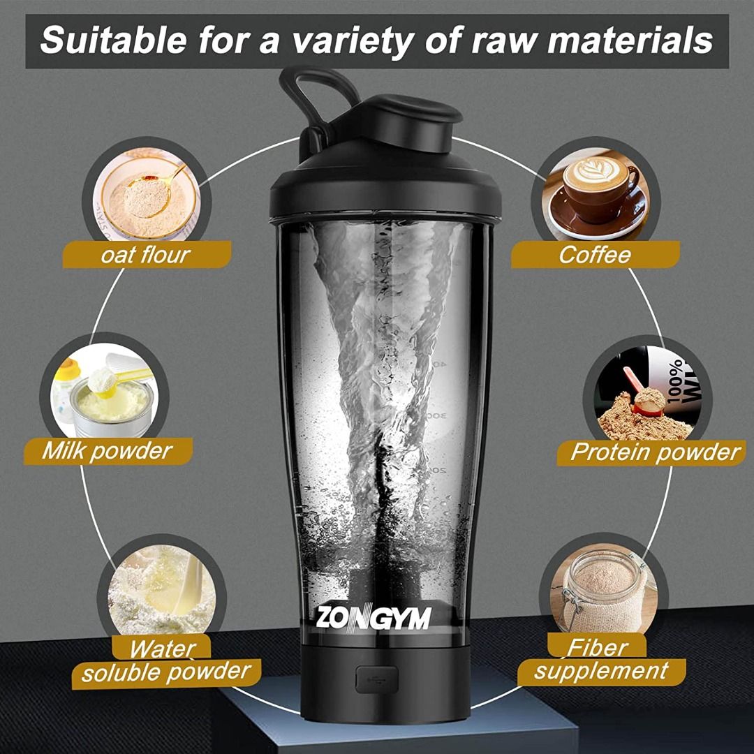 Electric Protein Shaker Bottle 24 oz USB Rechargeable Blender