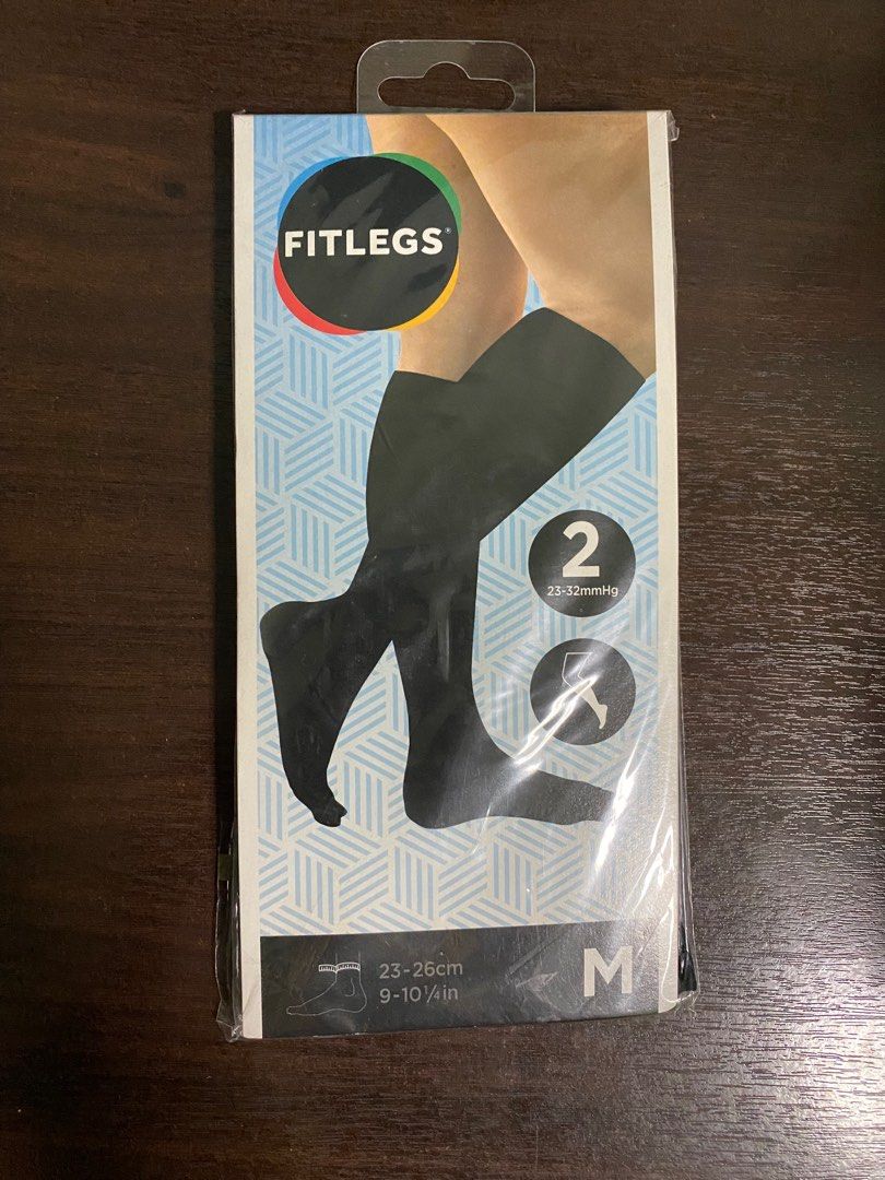 FITLEGS Class 2 Below-Knee Black Compression Stockings, Health