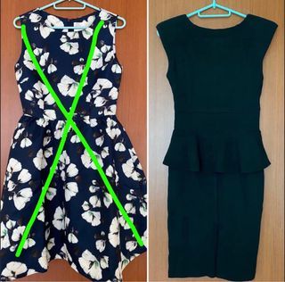 Forever 21 Padded shoulder Black dress & The Blush Inc Blue Floral dress (Size S)
