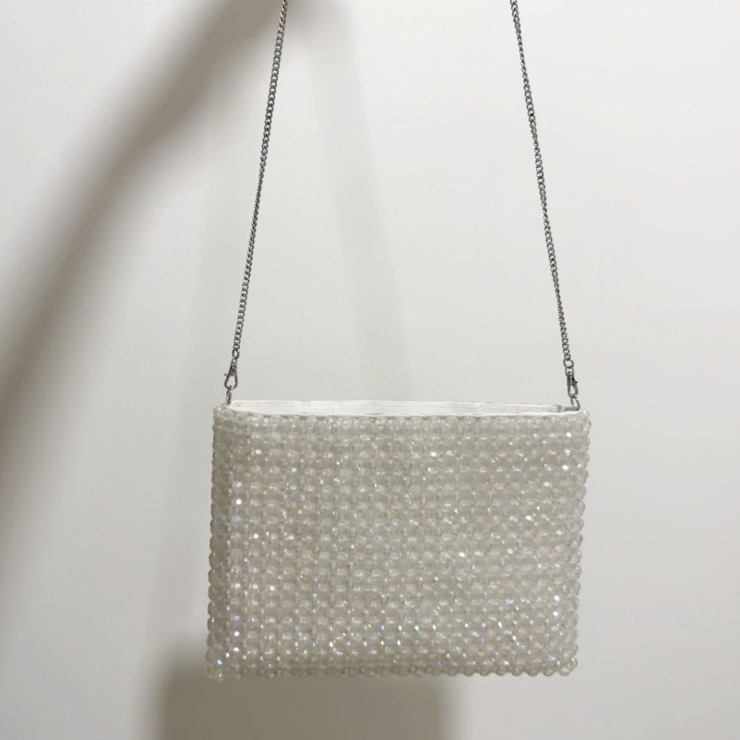 White beaded clutch clearance