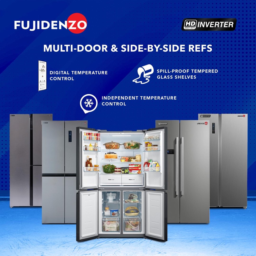 FUJIDENZO SIDE BY SIDE AND MULTI DOOR NO FROST INVERTER REFRIGERATOR