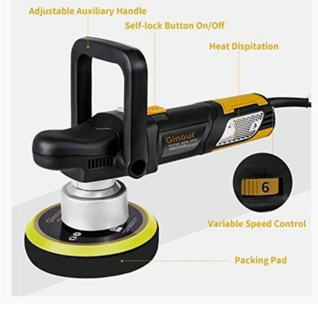 Ginour Polisher, 900W 6-inch Variable Speed Dual-Action Random Orbit ...
