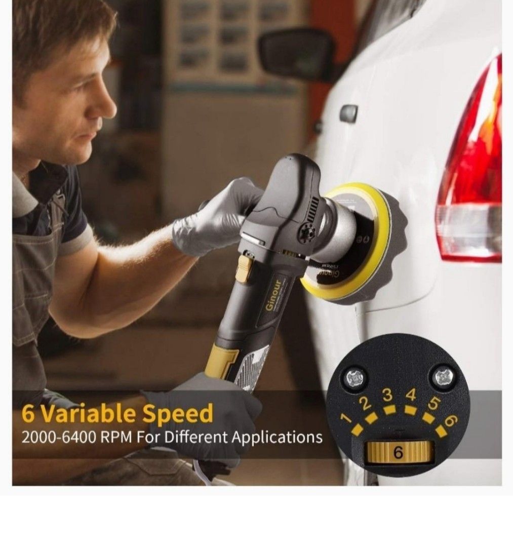 Ginour Polisher, 900W 6inch Variable Speed DualAction Random Orbit