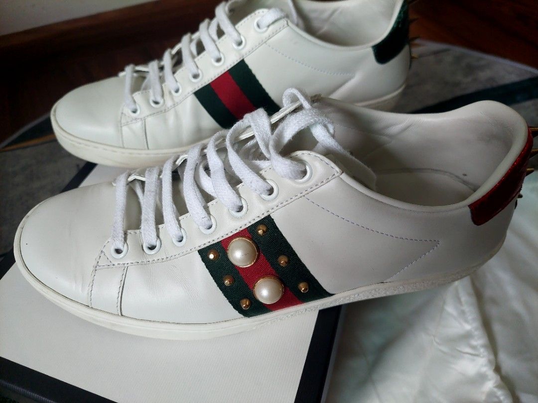 gucci pearl studded sneakers