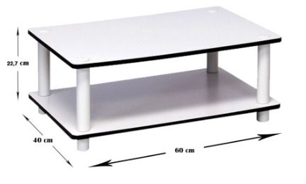 [Harga Nett] Coffee Table 2 Tingkat dengan Kaki Tabung, Perabotan Rumah ...