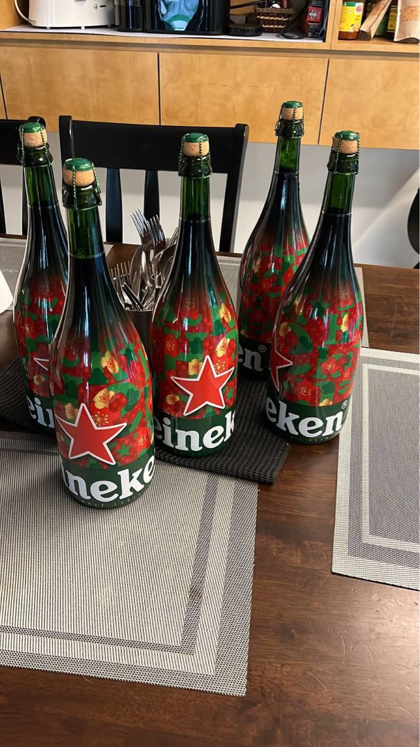Heineken 1.5L Christmas Bottles (expiry April 2023), Food & Drinks