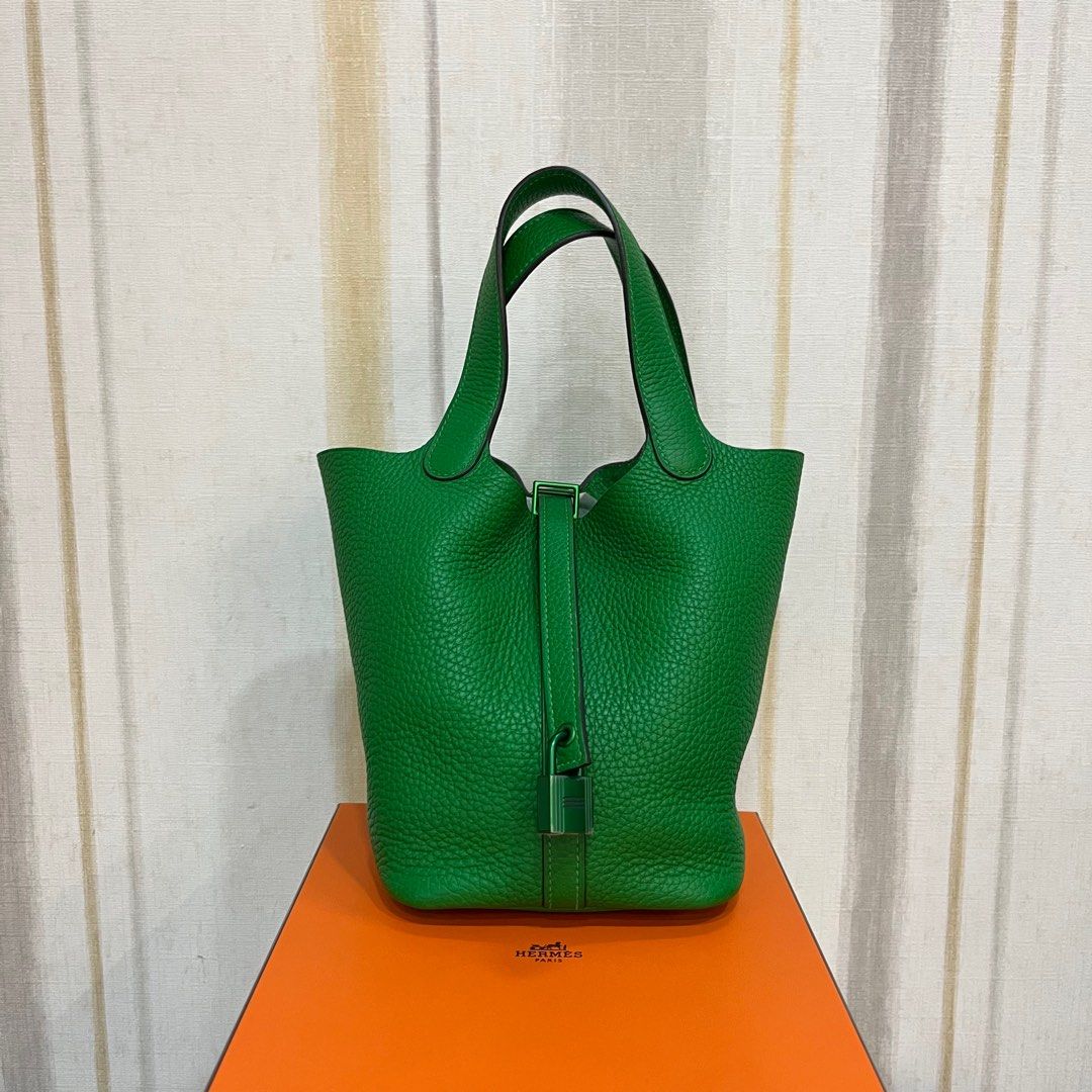 Hermes Picotin 18 So Green Bamboo Bag P18, 名牌, 手袋及銀包- Carousell