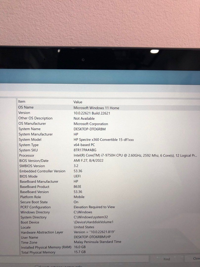 HP Spectre x360 Convertible 15-df1xxx (intel i7-9750H, 6core) Ram 