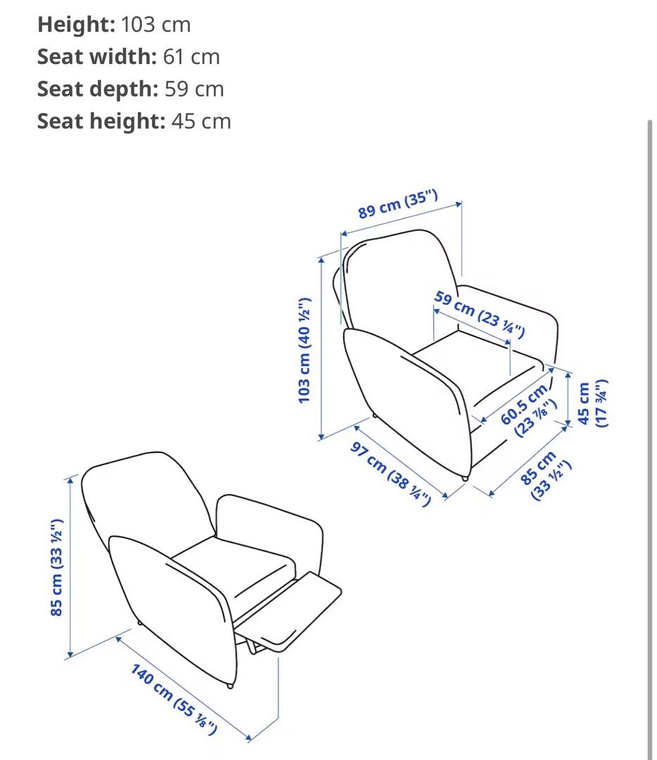 IKEA Ekolsund Recliner Armchair Nursing / Reading Chair, Furniture & Home Living, Furniture