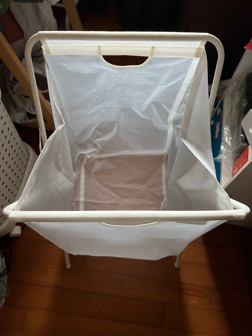 IKEA JALL Laundry Bag with Stand, White, Furniture & Home Living
