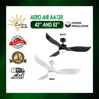 🔧Installation Available🔧 CHEAPEST AEROAIR Ceiling Fan AA120 / ABS Blade / DC motor / 6 speeds / Reversible / 24W Tri-tone light / 1-year on site / Largest coverage area 50 to 220 RPM