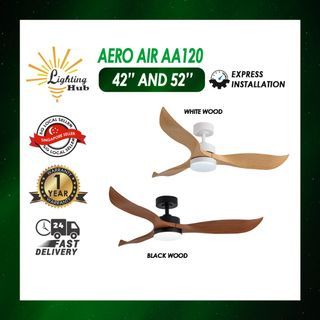🔧Installation Available🔧 CHEAPEST AEROAIR Ceiling Fan AA120 / ABS Blade / DC motor / 6 speeds / Reversible / 24W Tri-tone light / 1-year on site / Largest coverage area 50 to 220 RPM