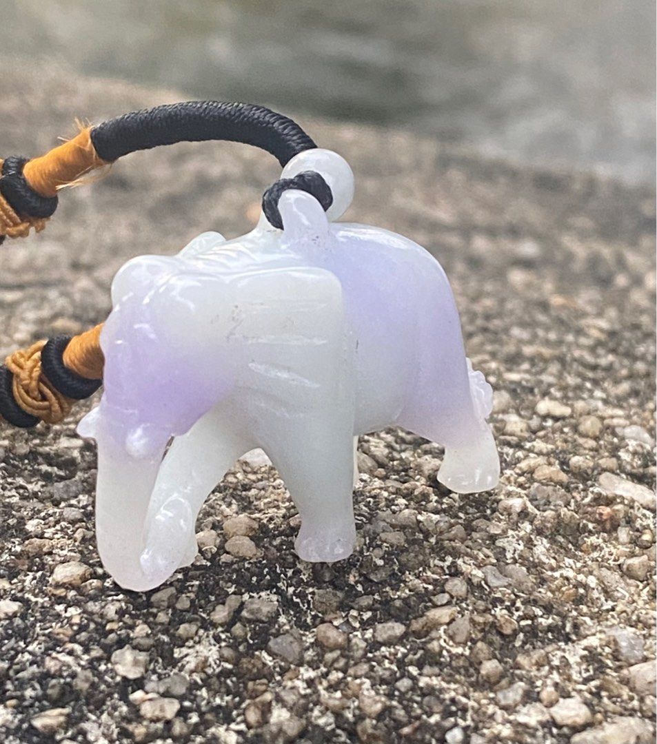 Type A Intense hand carved lavender and white two toned Jadeite