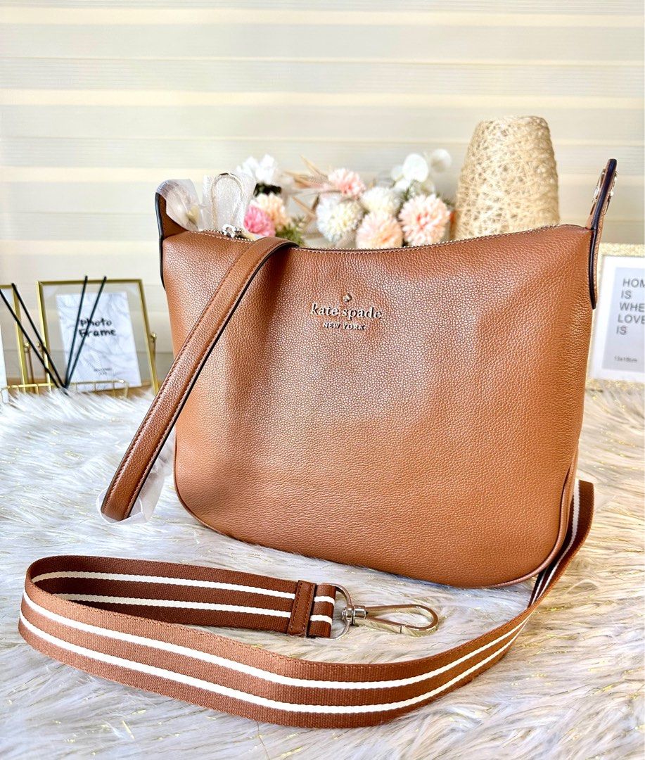 kate spade, Bags, Kate Spade Rosie Large Pebbled Leather Messenger  Crossbody Bag Parchment