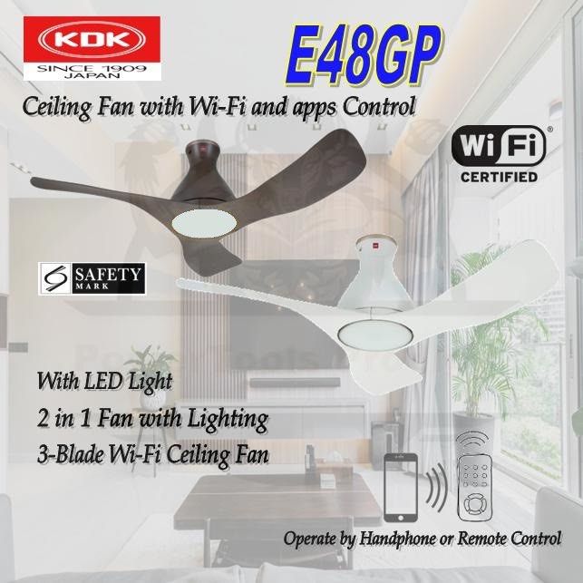 KDK E48GP WIFI CEILING FAN WITH LED LIGHT & FREE DISPOSAL + DELIVERY