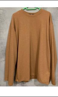 khaki mustard brown oversized long sleeve pullover