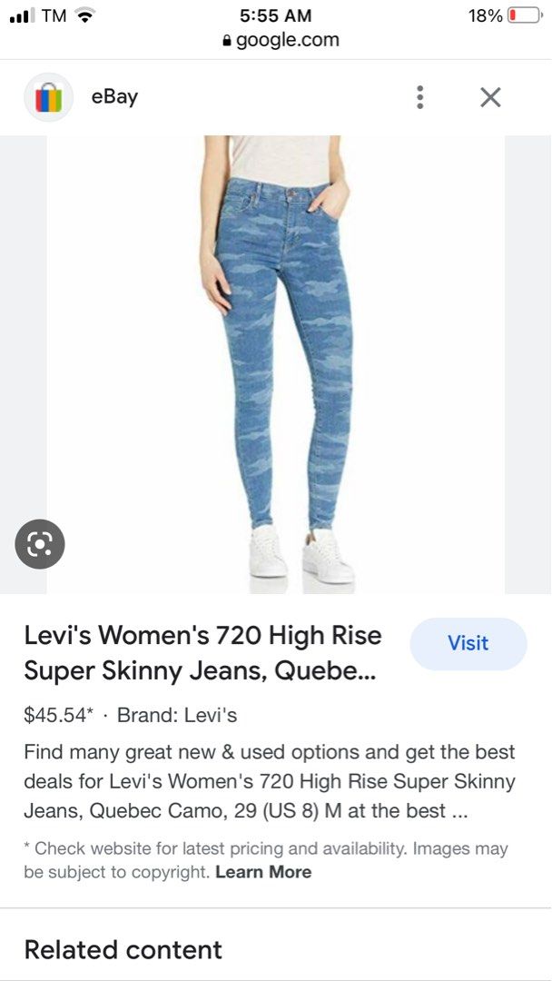 Levis 720 Super High Rise Skinny Jeans Size 29- 30, Women's Fashion,  Bottoms, Jeans on Carousell