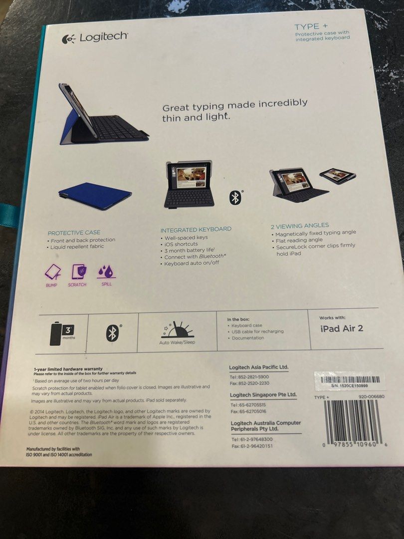 Logitech ipad Air 2 keypad cover, Mobile Phones & Gadgets, Mobile