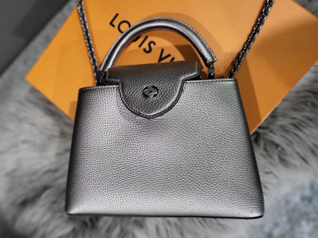 Louis Vuitton Silver Iridescent Leather Capucines BB Bag Louis Vuitton