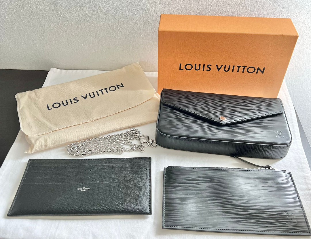 LOUIS VUITTON Epi Felicie Pochette Chain Wallet Leather Calet M81877  90180343