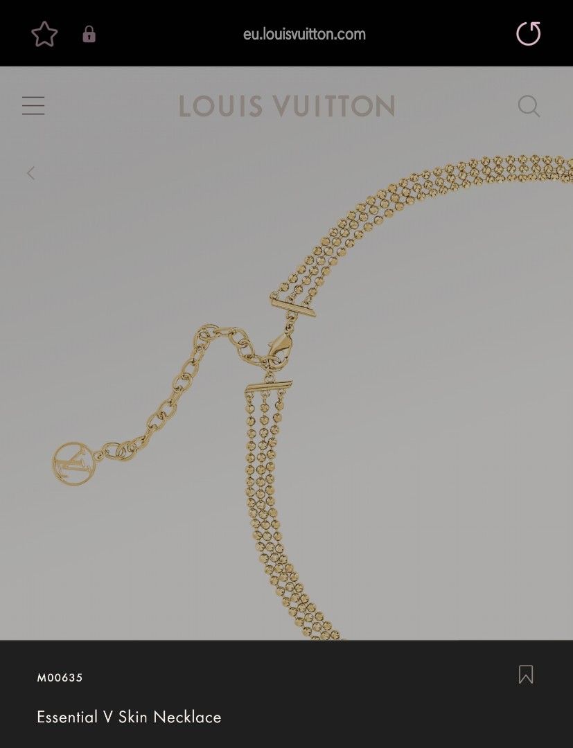 LOUIS VUITTON Necklace Essential V Skin Triple Chain LV M00635 Gold GP auth