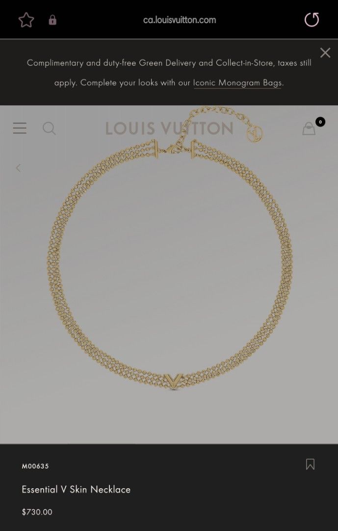 LOUIS VUITTON Necklace Essential V Skin Triple Chain LV M00635